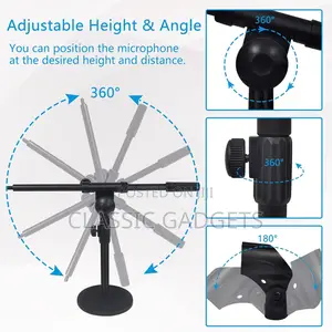 Adjustable Desktop Mic Stand With 360° Rotatable Boom