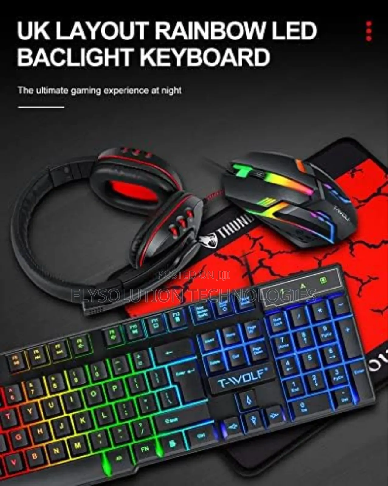 T-Wolf 4 in 1 RGB Backlit Gaming Combo Studio Setup - Tf800