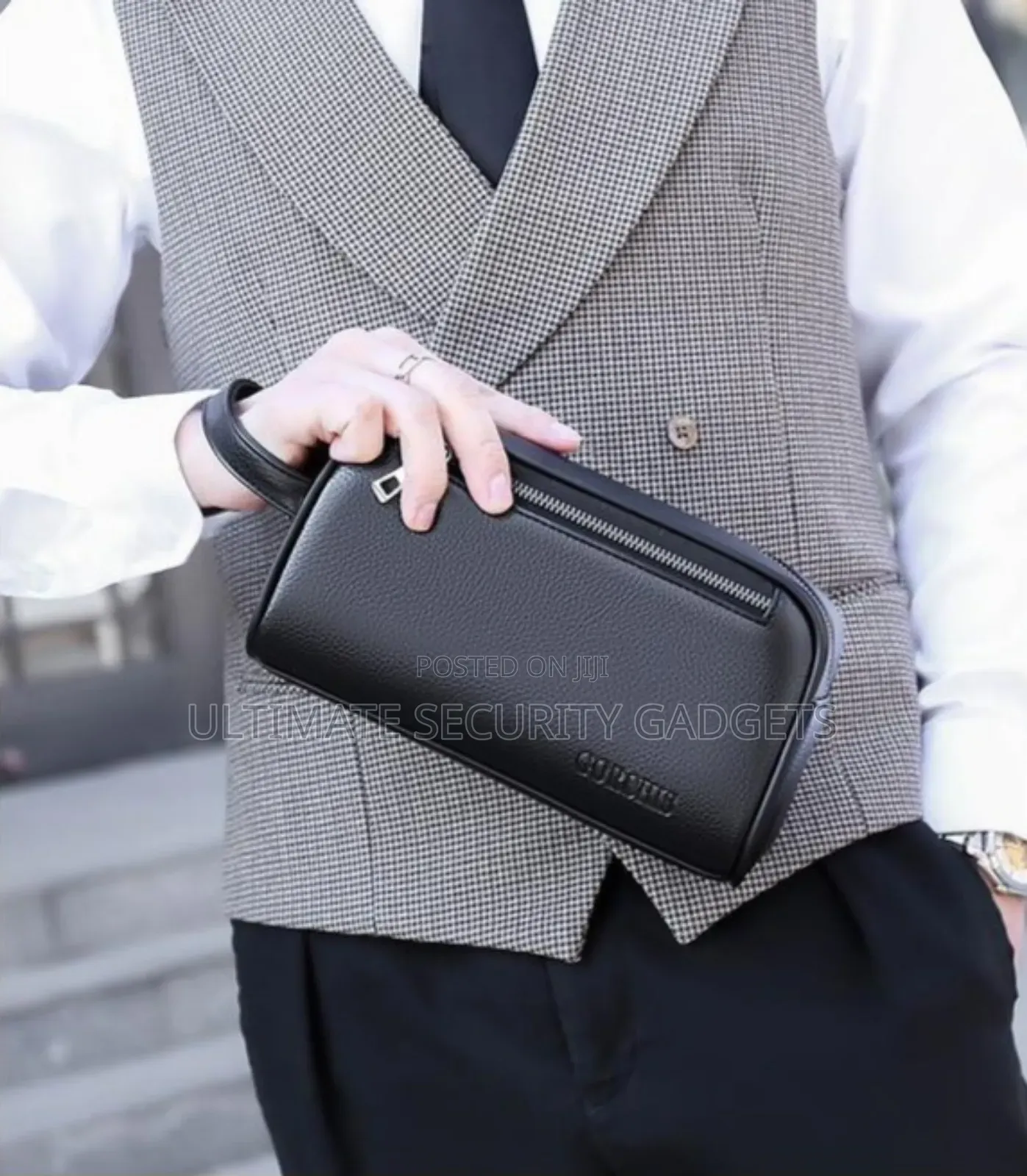 Men Leather Handbag With Security Lock