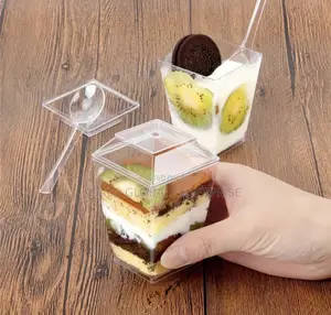Square-Shaped Acrylic Dessert Cup