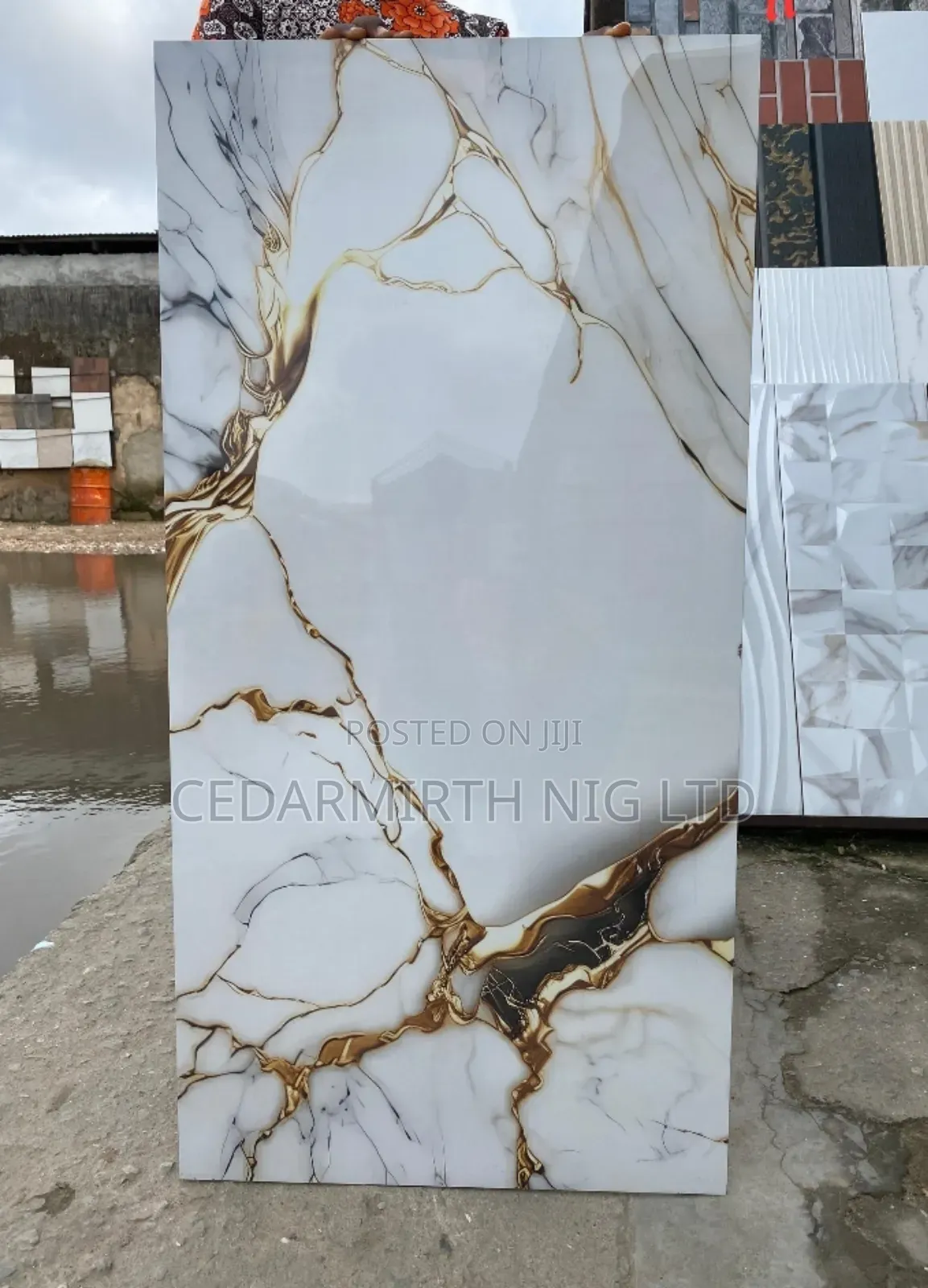 Floor Tile Sky Blue Gold