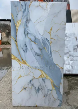 Floor Tile Sky Blue Gold
