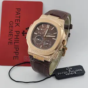 Original PATEK PHILIPPE Chronograph Brown Leather Watch
