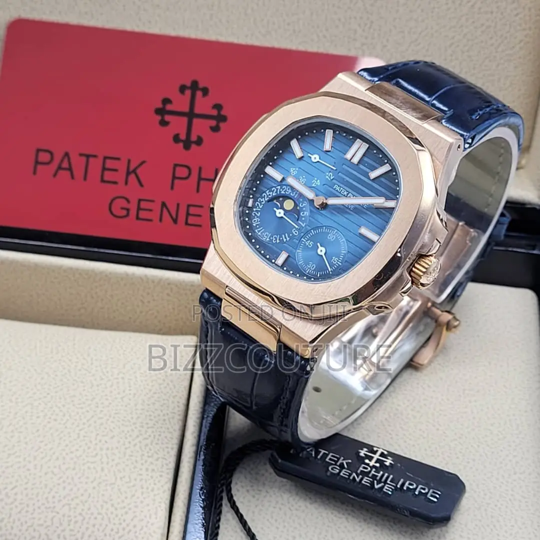 Original PATEK PHILIPPE Chronograph Blue Dail Leather Watch