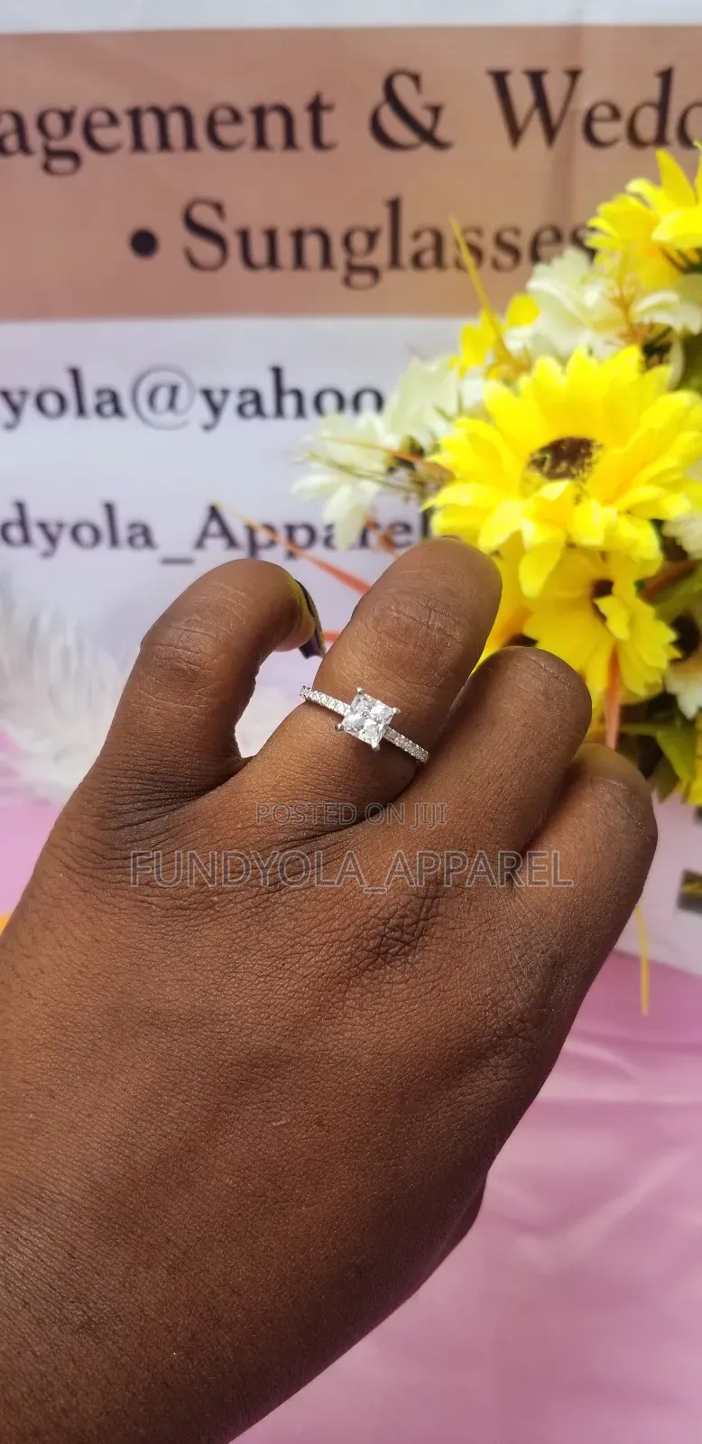 S925 Square Sterling Silver Engagement Ring