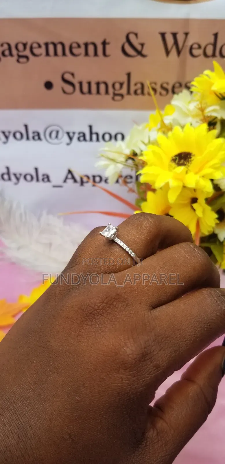 S925 Square Sterling Silver Engagement Ring