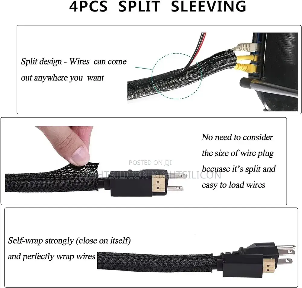 USA Cord Management Organizer Kit 4 Cable Sleeve Split
