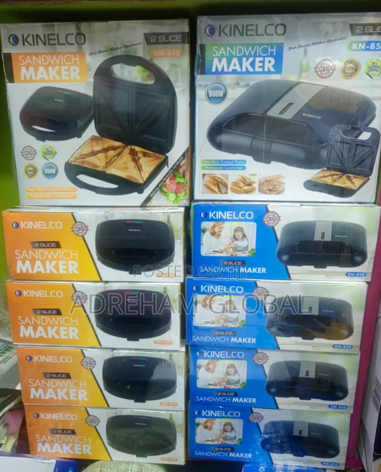 Kinelco 2slice Sandwich Maker/Toaster, 800w
