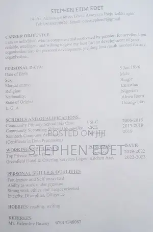 Housekeeping Cleaning CV