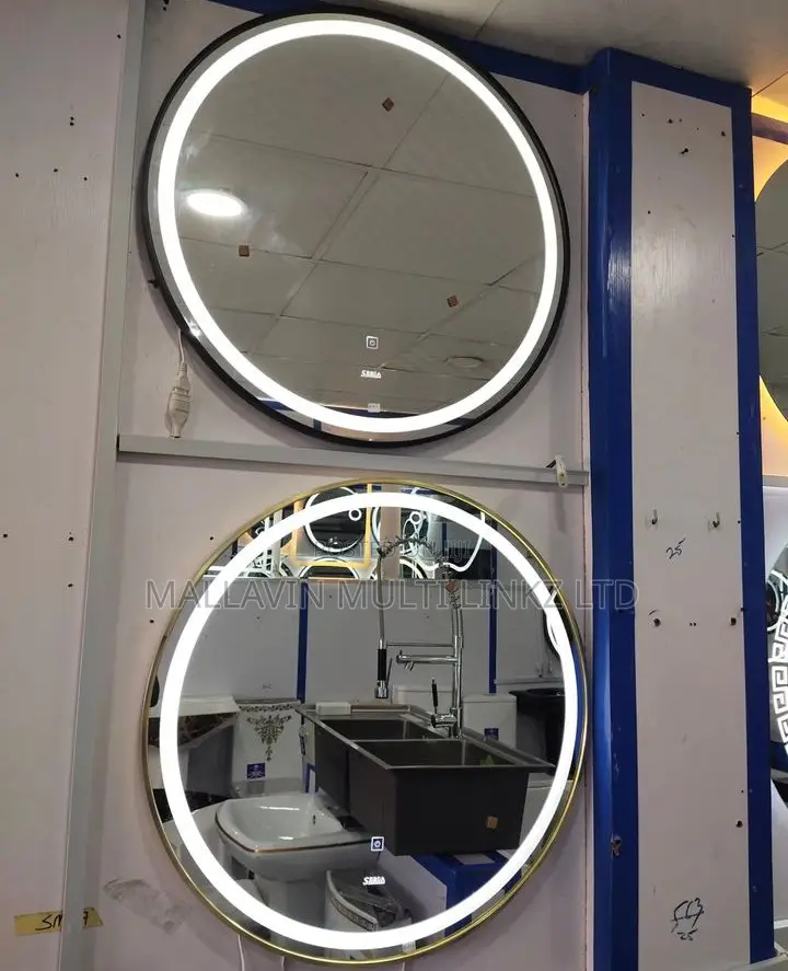 Framed Circle Shape Mirrors With Lights