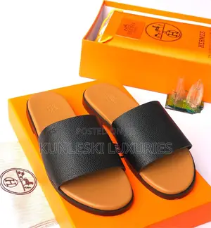 Original Hermes Men Leather Slippers