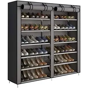 Double Sided Shoe Rack With Dustproof Cover - 6 Tier