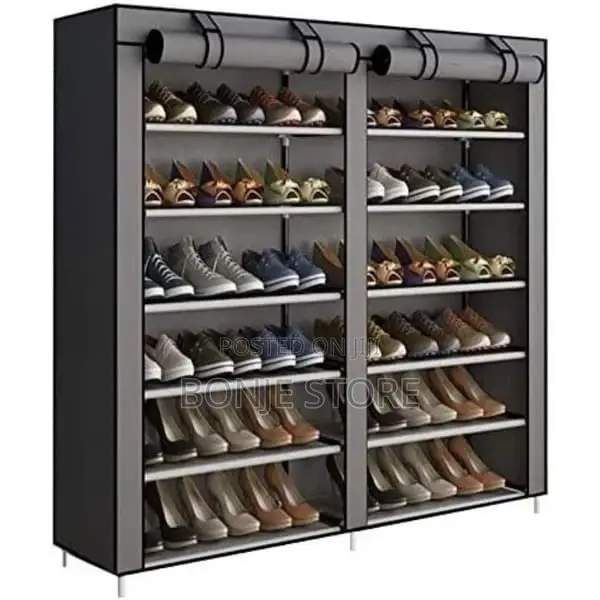 Double Sided Shoe Rack With Dustproof Cover - 6 Tier