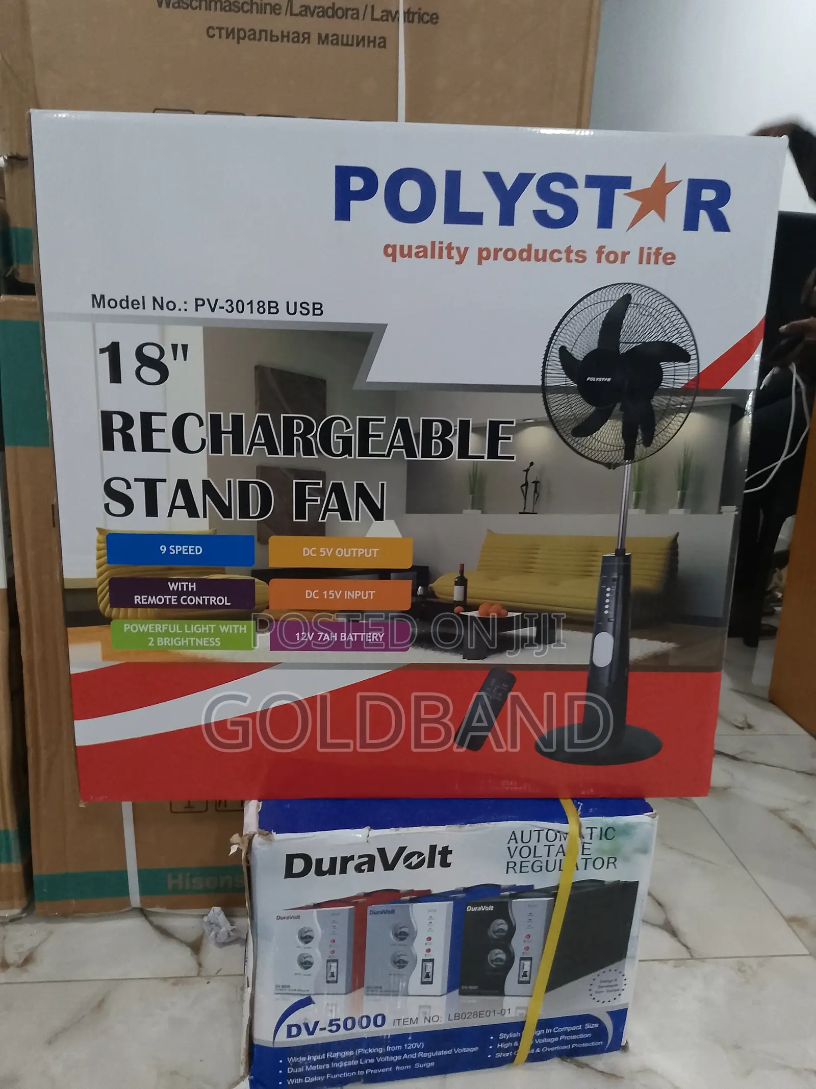Responsive 18" Polystar Rechargeable Stand Fan (PV3018B)