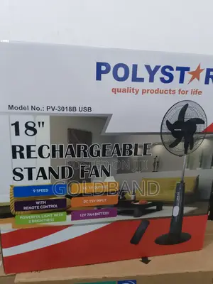 New-in-Stock Polystar Rechargeable Fan (18" PV3018B)