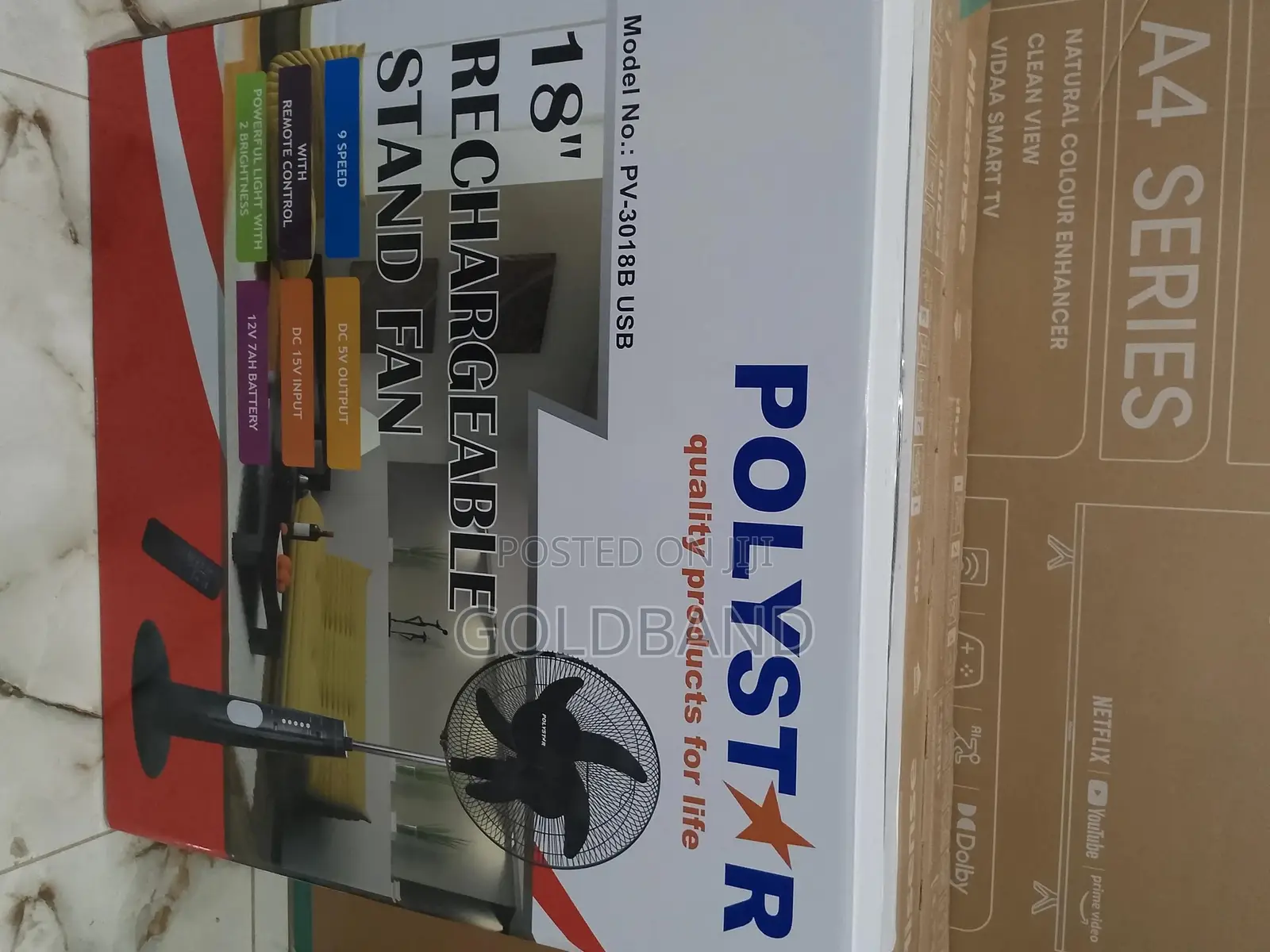 Responsive 18" Polystar Rechargeable Stand Fan (PV3018B)