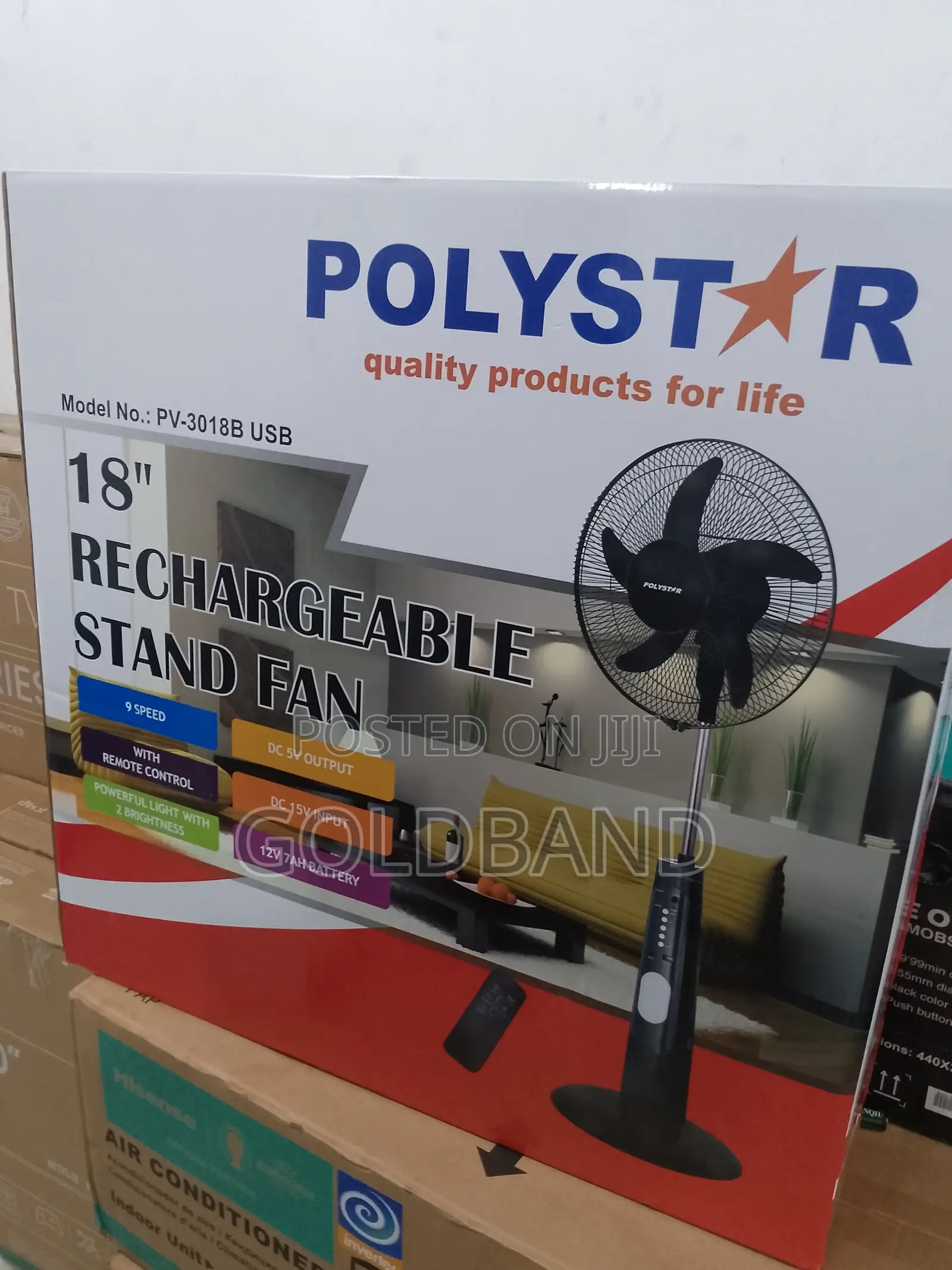 Advanced POLY STAR Rechargeable Fan (18" PV3018B)
