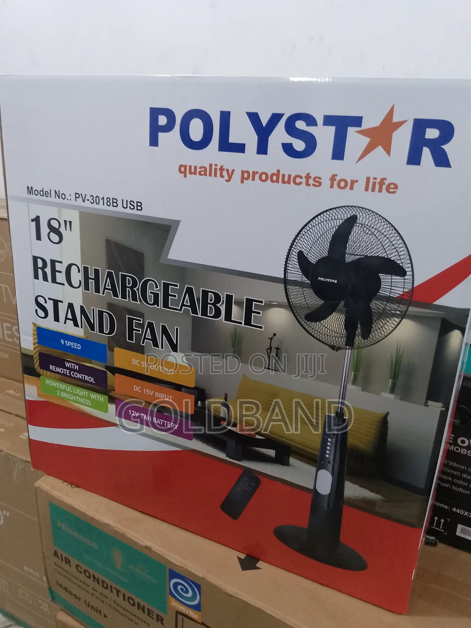 Authentic Rechargeable Fan (18" POLYSTAR PV3018B)