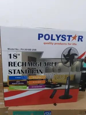 Energy-Efficient Poly Star Rechargeable Stand Fan (18" 3018B