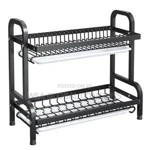 2 Layers Standing Stainless Steel Plates Rack