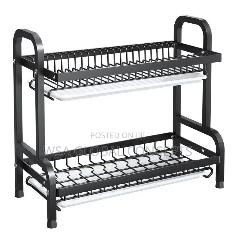 2 Layers Standing Stainless Steel Plates Rack