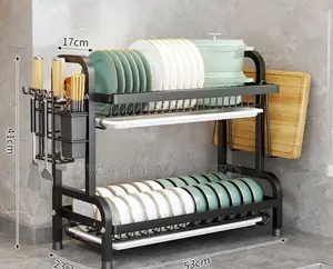 2 Layers Standing Stainless Steel Plates Rack