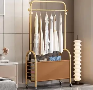 Gold Clothes Rack With Storage