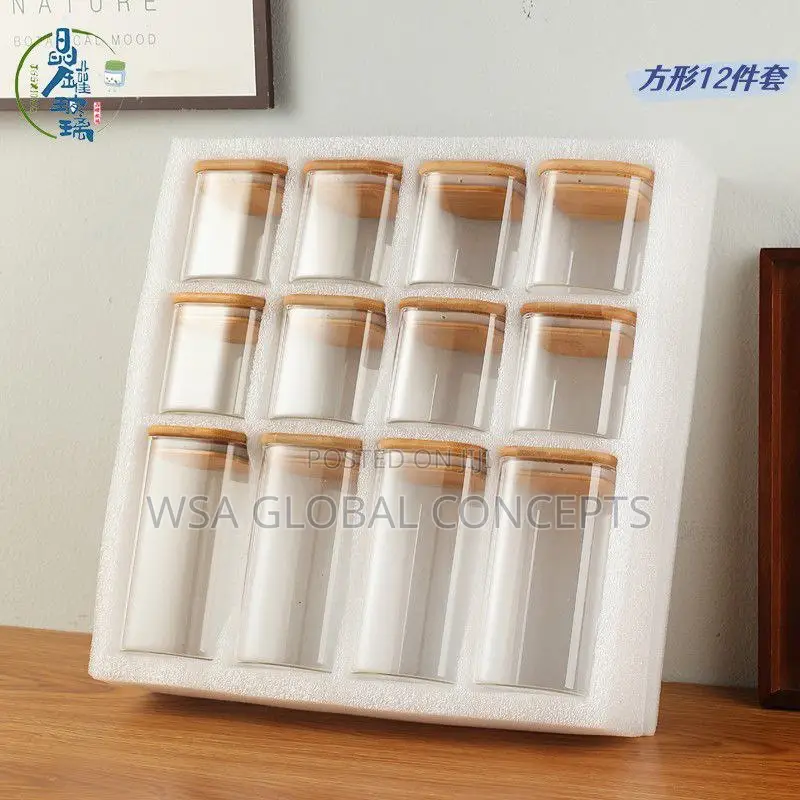 12 Set Square Glass Containers