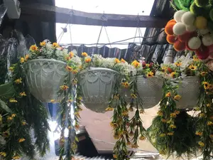Dropping Artificial Flowers With Hanging Baskets