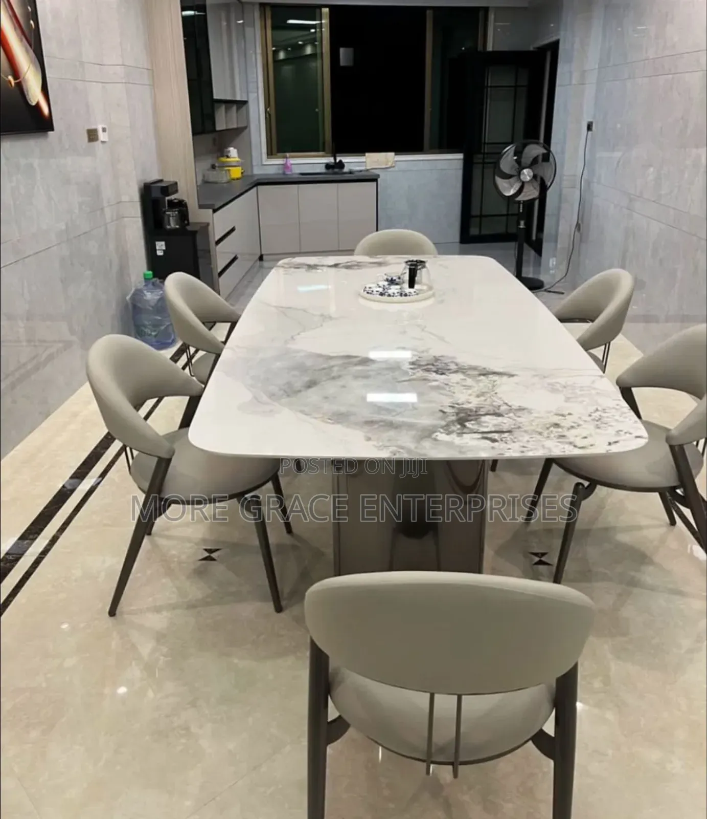 Unique Dining Set by 6 Seater With Marble Top Table.