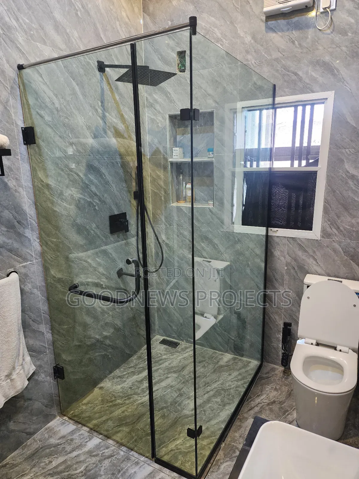 Black Hinged Glass Cubicle