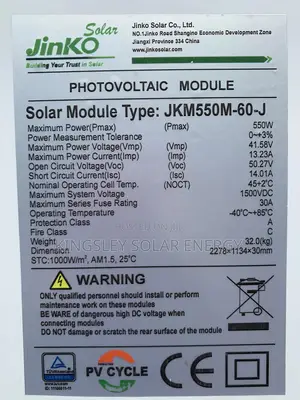 Jinko Solar Panel (Halfcut) Mono 550watts
