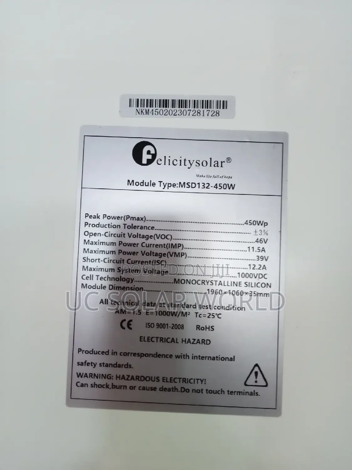 Felicity 450w Panels