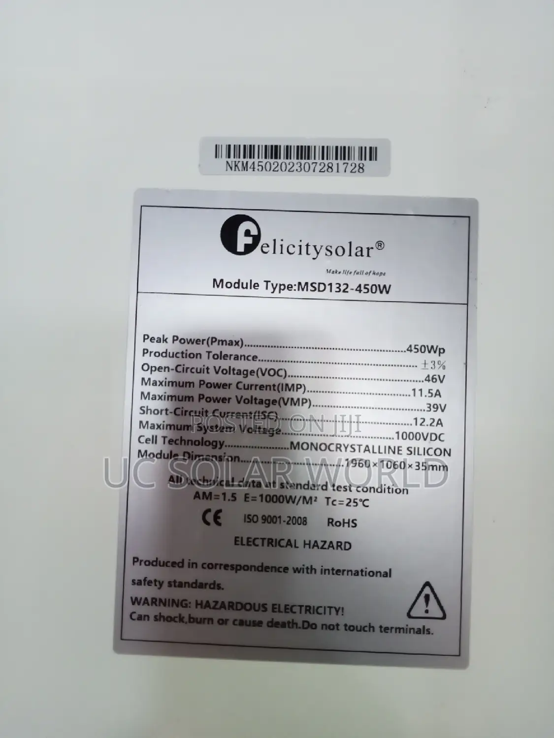Felicity 450w Panels