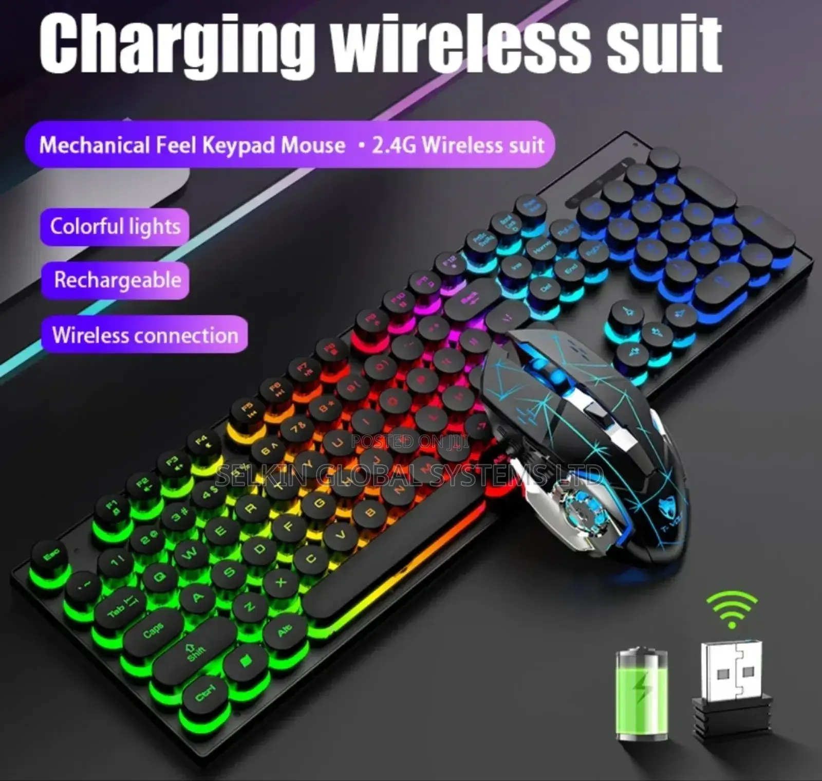 Twolf Rechargeable RGB Gaming Wireless Keyboard And Mouse