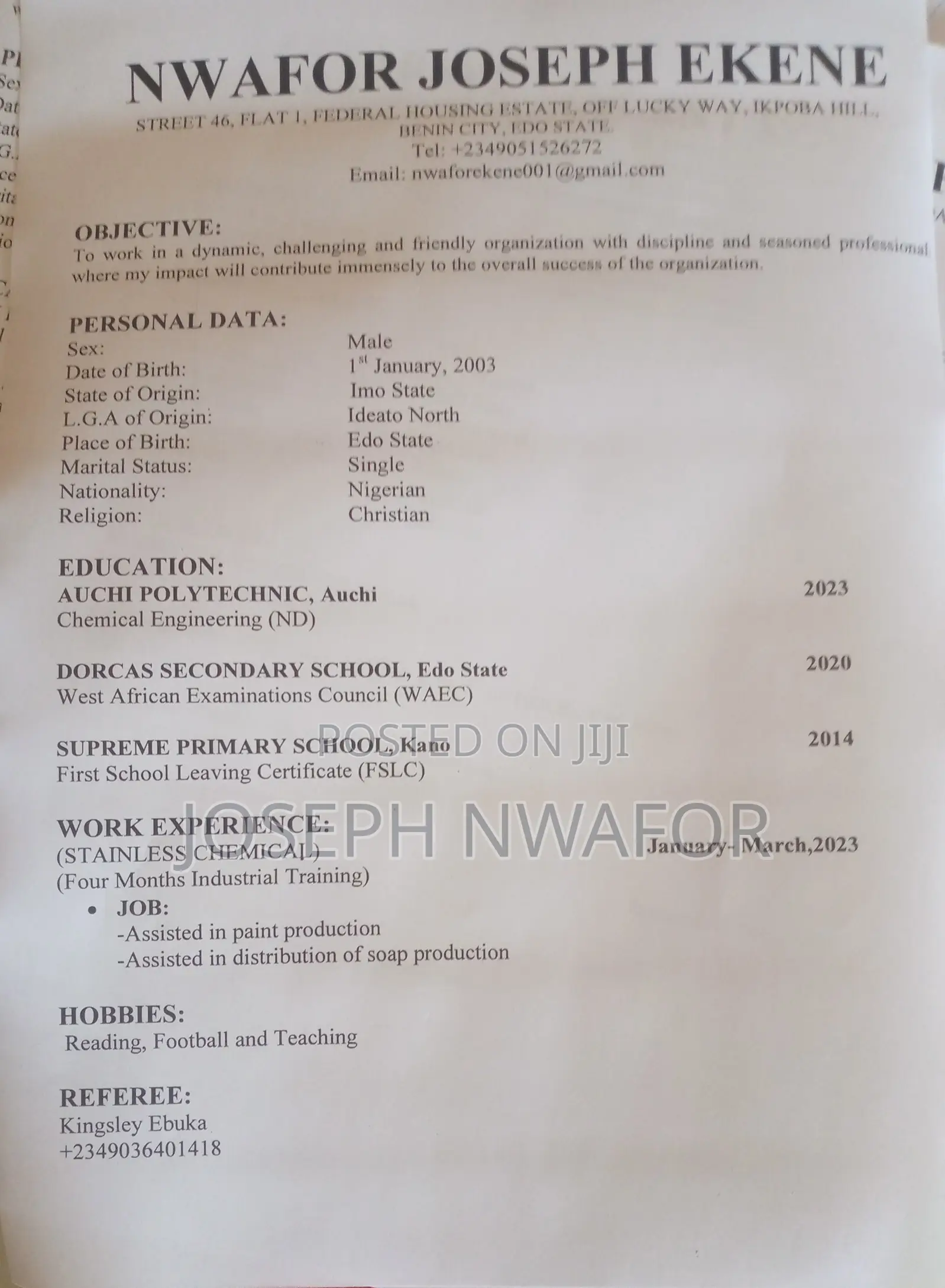 Bartender / Barman CV Available