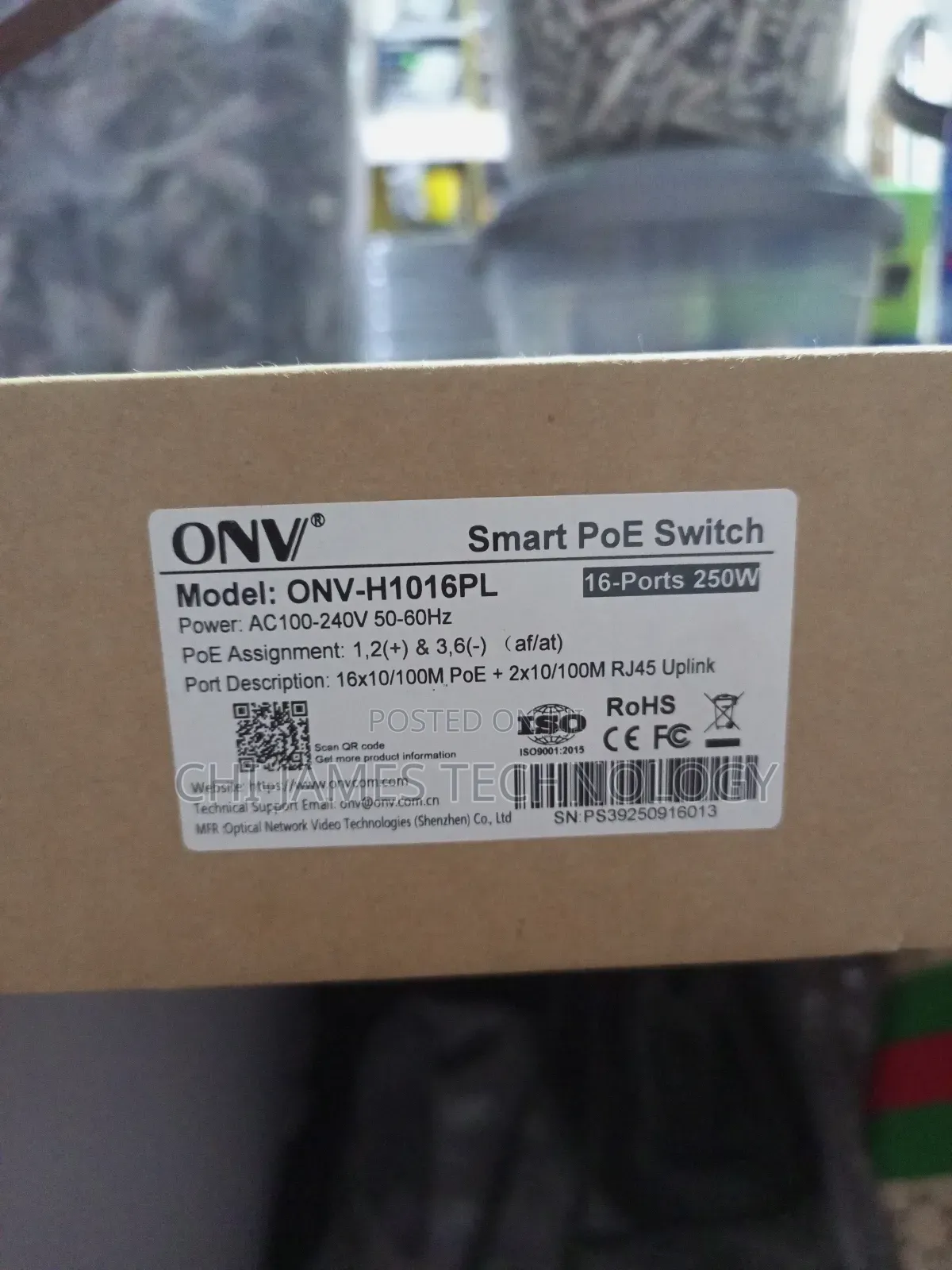 Onv Poe Switch 16 Port 10/100