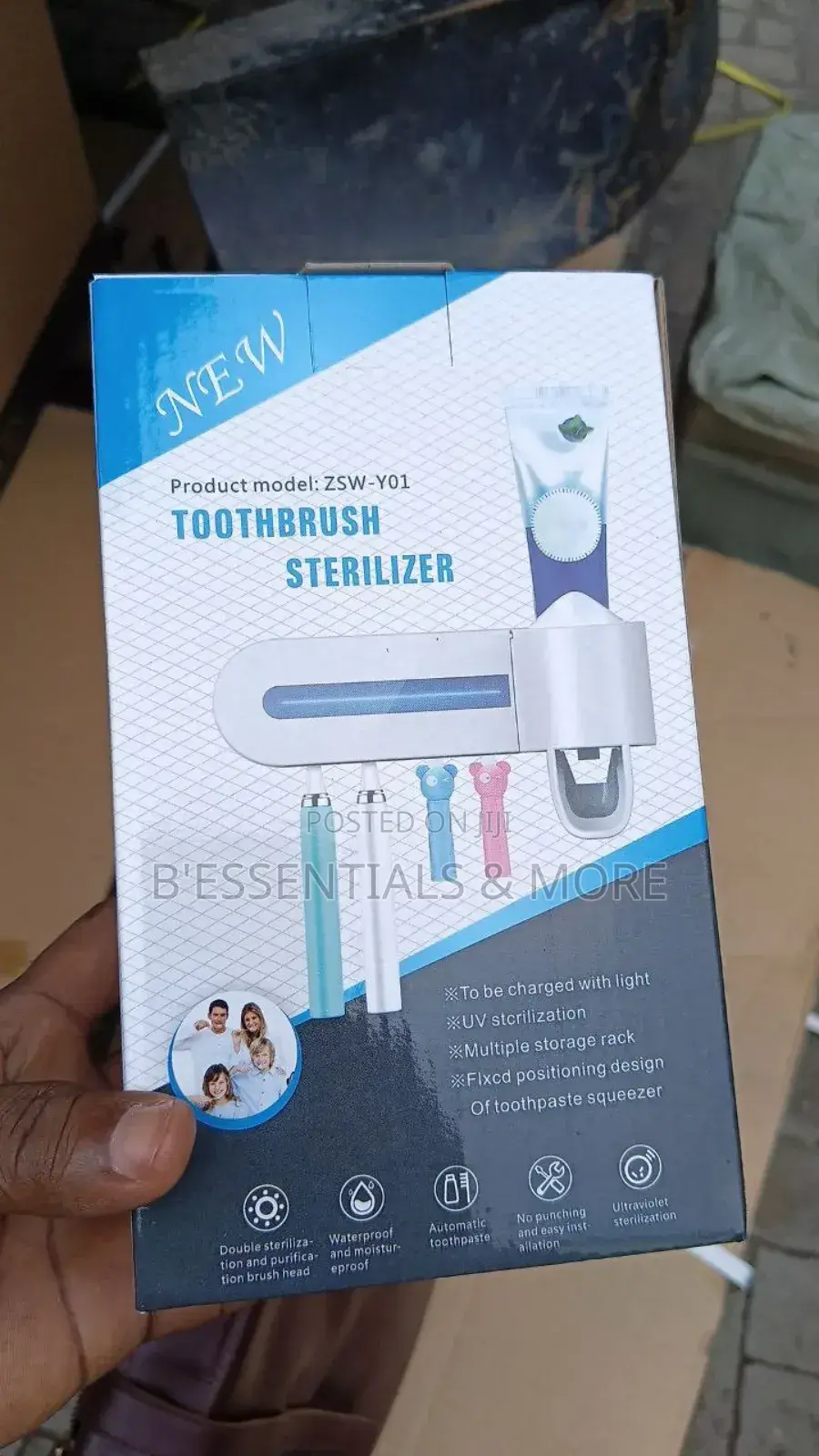 UV Light Toothbrush Steriliser and Toothpaste Holder