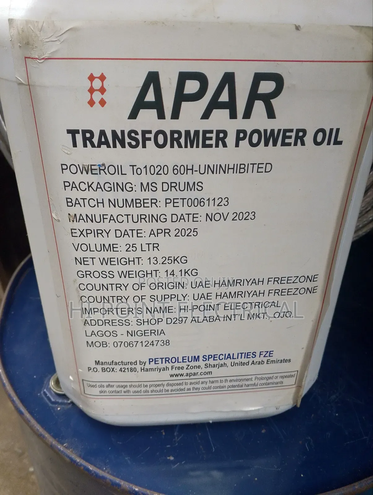 Transformer Power Oil