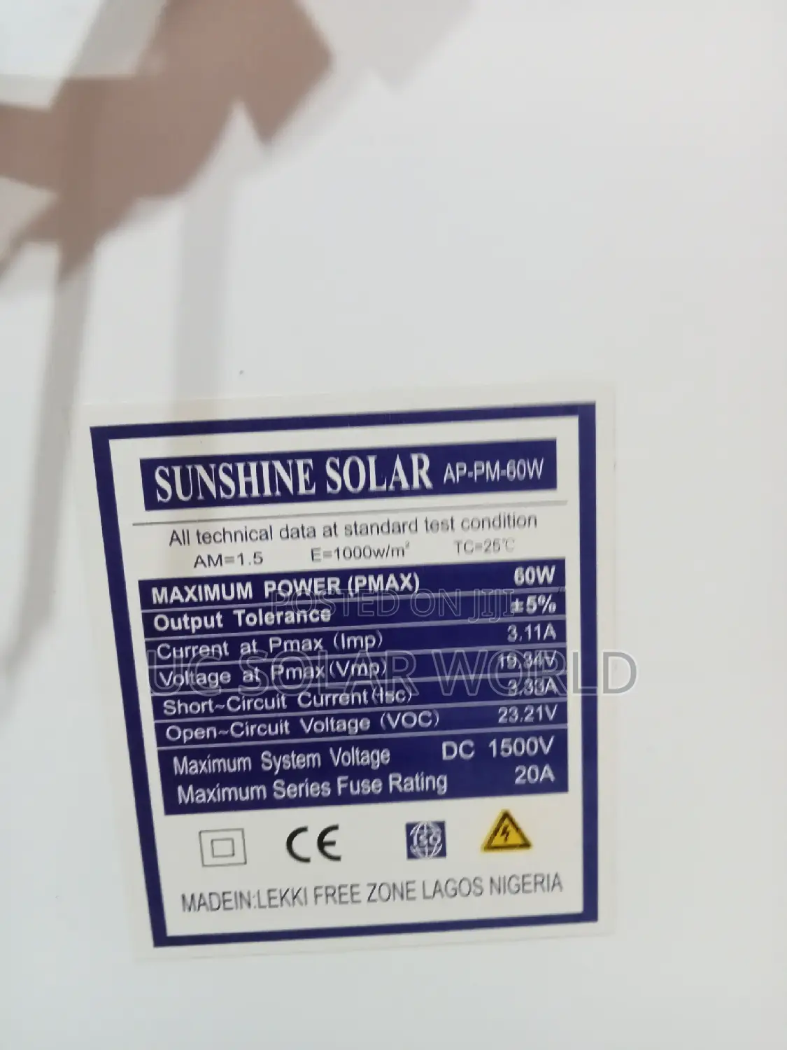 Sunshine Solar Panel 60w