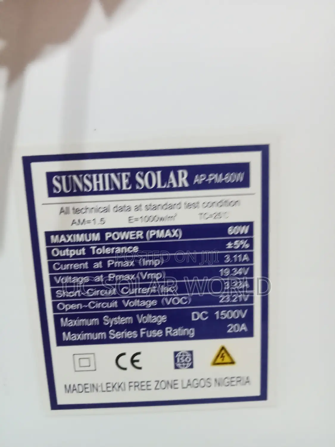 Sunshine Solar Panel 60w