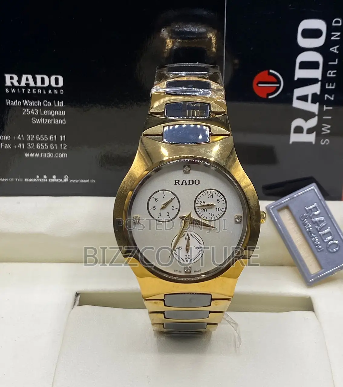 Original RADO Chronograph Silver Mix Gold Chain Watch