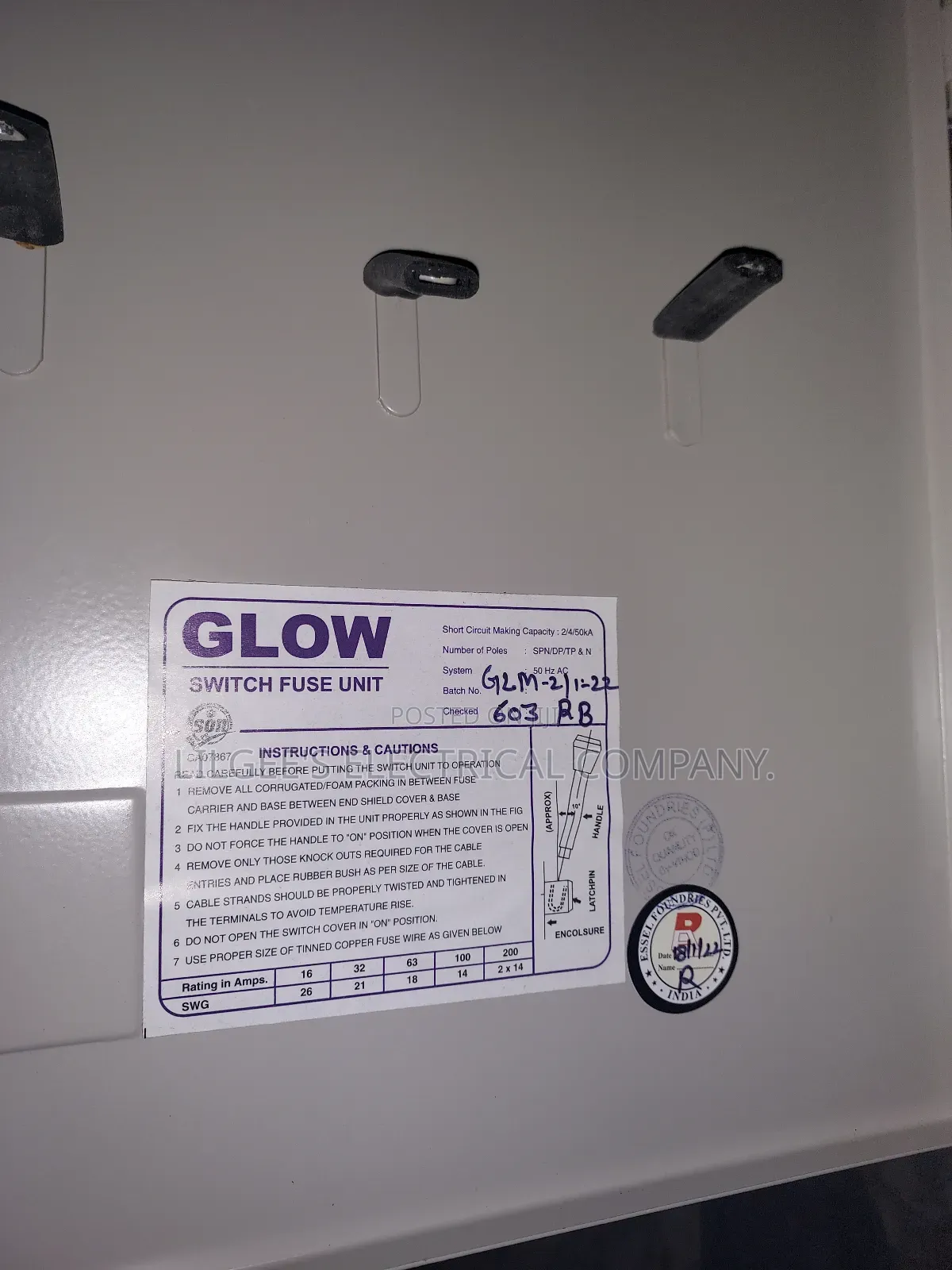 63 Amps Glow Gear Switch