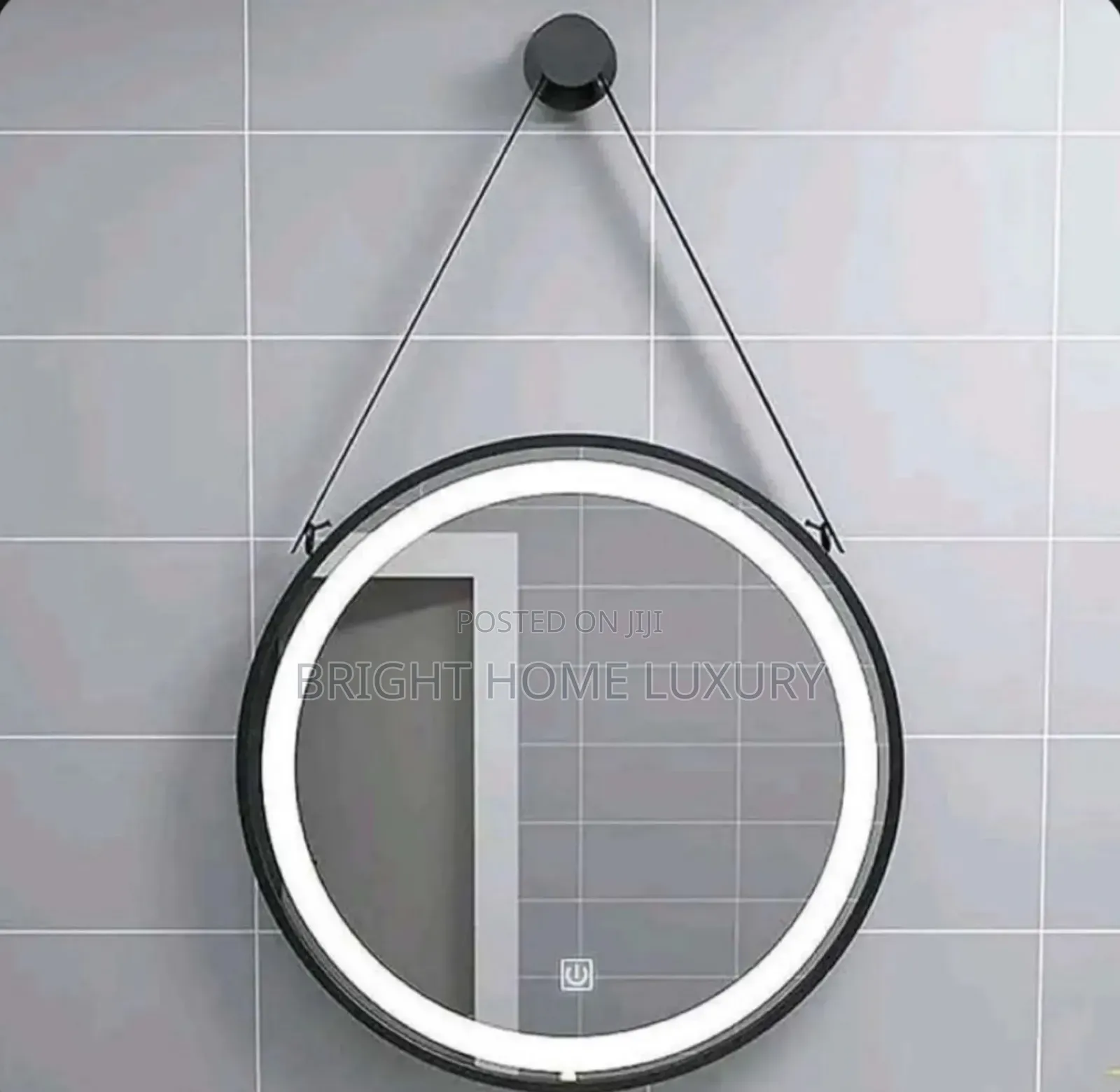 Round Black Frame Belt Led Mirror