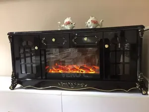 Original Tv Stand With Electric Fireplace and Drawers.