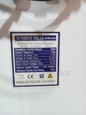 Sunshine Solar 100w Panels