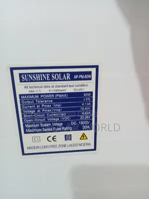 Sunshine Solar Panels 80w