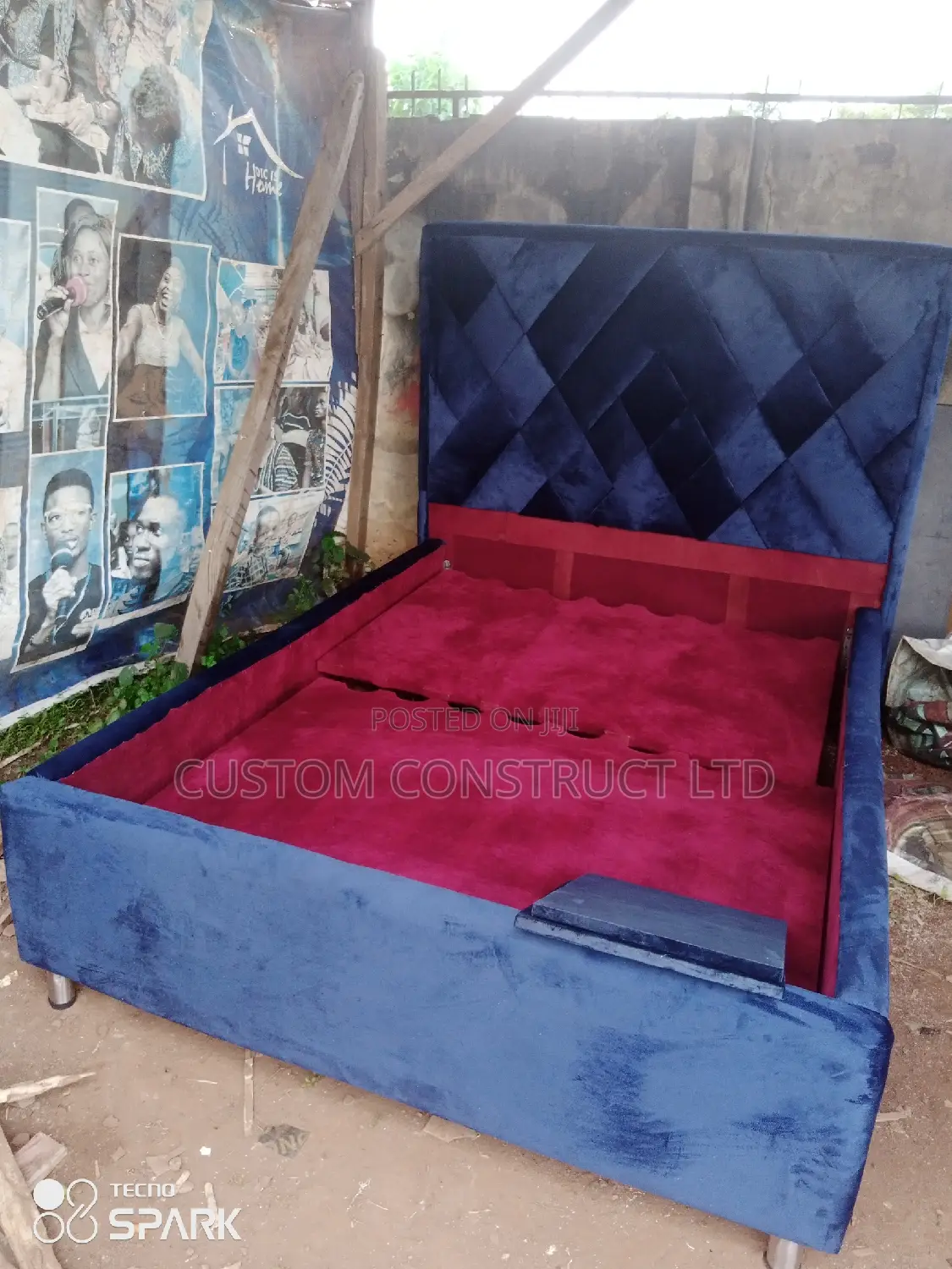 4.5 Ft Upholstery Bedframe With a Side Drawer.