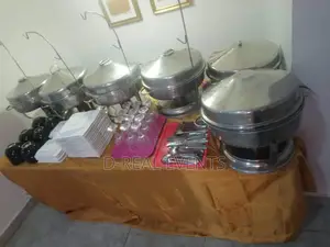 Cutlery ,Glass Cups , Plates , Chaffing Dishes .