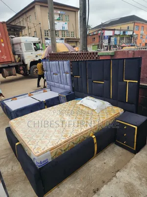 Quality 4.5by6 Upholstery Padded Bed Frame With One Bed Side